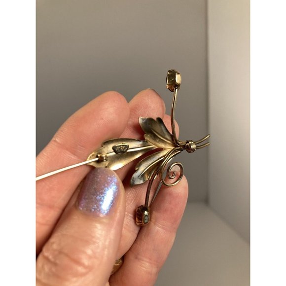 Vintage Van Dell Signed Gold Filled 12 K Women's Brooch with Purple Glass Stones - Picture 5 of 5